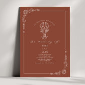 Line Art rustieke terracotta kreeft strand bruilof Kaart