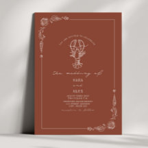 Line Art rustieke terracotta kreeft strand bruilof