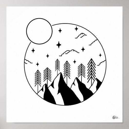 Line Art Scenery Poster (Voorkant)