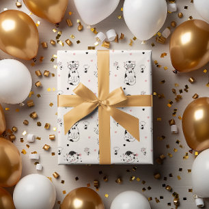 LINE ART SCHATTIGEE KITTY CAT "IK HOU VAN JE" CADEAUPAPIER