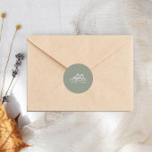 Line Art Schuur Sage Groen Boerderij Herfst Bruilo Ronde Sticker