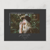 Line Art Script Afstuderen Foto bekendmaking grijs Briefkaart (Voorkant)