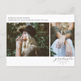 Line Art Script Graduation Party foto Briefkaart