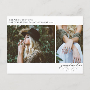 Line Art Script Graduation Party foto Briefkaart