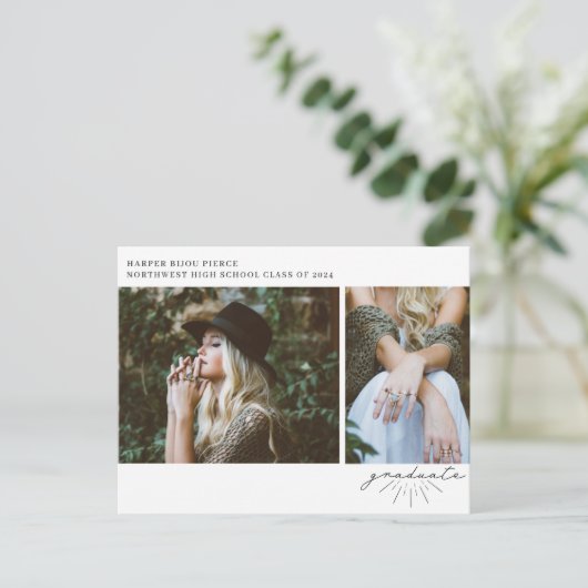 Line Art Script Graduation Party foto Briefkaart (Staand voorkant)