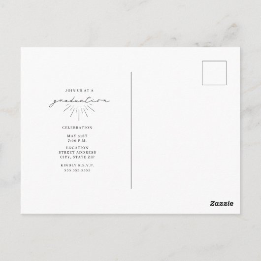 Line Art Script Graduation Party foto Briefkaart (Achterkant)