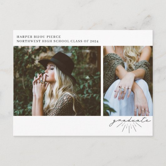 Line Art Script Graduation Party foto Briefkaart (Voorkant)