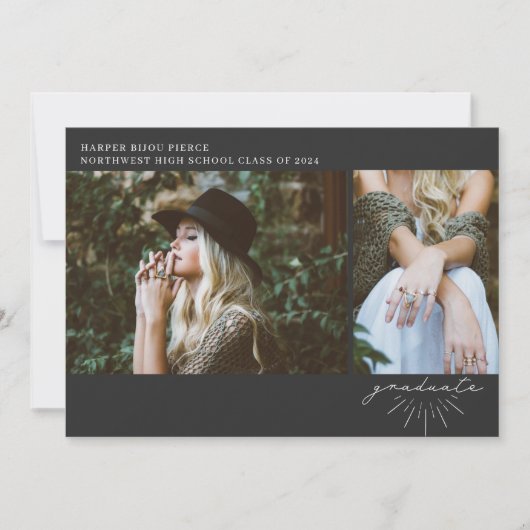 Line Art Script Grey Afstuderen 2 Foto Aankondiging (Voorkant)