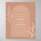 Line Art Script Terracotta Wedding Welcome Poster (Voorkant)