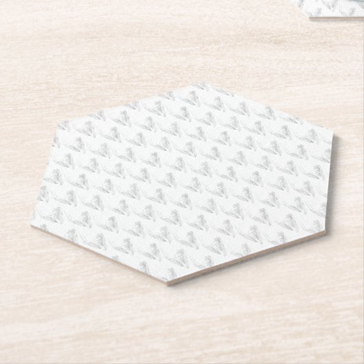 Line art, Seashell, Harp Kartonnen Onderzetters (Schuin)