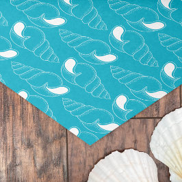 Line Art Seashell Patroon Blauwgroen Weefselpapier Tissuepapier