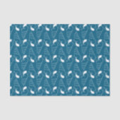 Line Art Seashell Patroon Ocean Blue Tissue Papier (Voorkant)