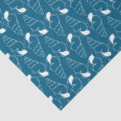 Line Art Seashell Patroon Ocean Blue Tissue Papier (Detail)