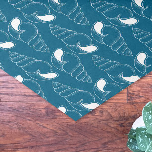 Line Art Seashell Patroon Ocean Blue Tissue Papier