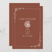 Line Art Seashell Terracotta Rustiek Strand Bruilo Save The Date (Voorkant / Achterkant)