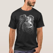Line Art Shetland Sheepdog Dog Sheltie T-shirt (Voorkant)