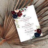 Line Art Sketch Bourgogne Navy Bloemen Afstuderen Kaart