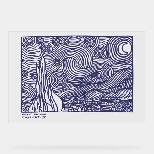 Line Art Sterrennacht Stretched Canvas Acryl Bord (Voorkant)