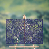 Line Art Sterrennacht Stretched Canvas Acryl Bord (Neutraal)