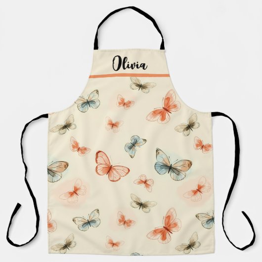 Line Art Stijlvolle vlinders Schort (Voorkant)