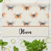 Line Art Stijlvolle vlinders Theedoek (Gevouwen)