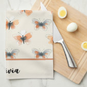 Line Art Stijlvolle vlinders Theedoek (Quarter Fold)