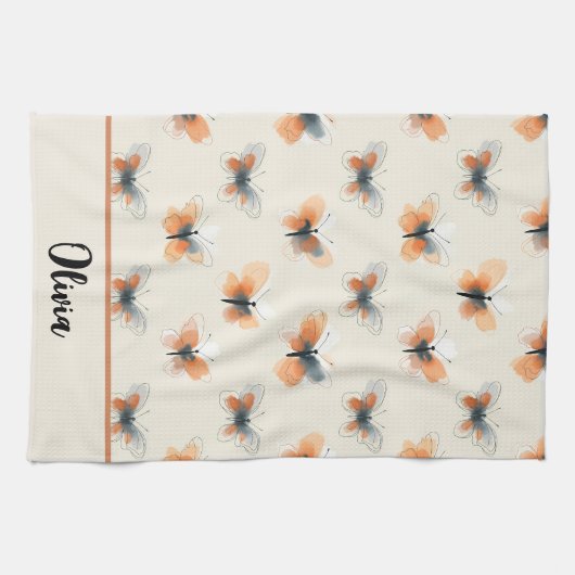 Line Art Stijlvolle vlinders Theedoek (Horizontaal)