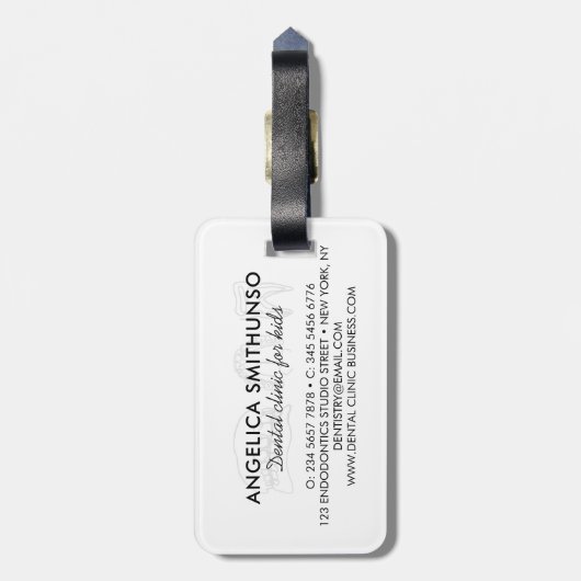 Line Art Tand whitening tandheelkundige kliniek ta Bagagelabel (Achterkant verticaal)