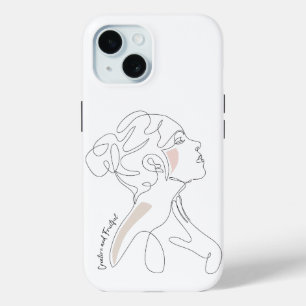 Line Art tekening - Creatief en Vruchtbaar iPhone 15 Case