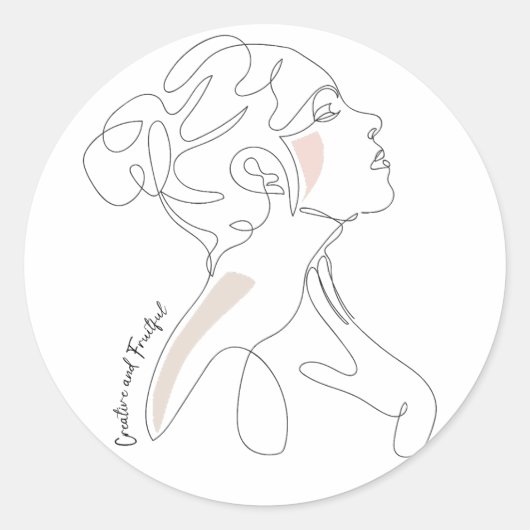 Line Art tekening - Creatief en Vruchtbaar Ronde Sticker (Voorkant)