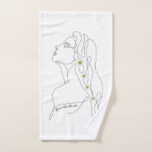 Line Art tekening van vrouw - Bloom waar je bent Bad Handdoek (Handdoek)