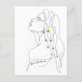 Line Art tekening van vrouw - Bloom waar je bent Briefkaart