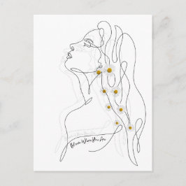 Line Art tekening van vrouw - Bloom waar je bent Briefkaart