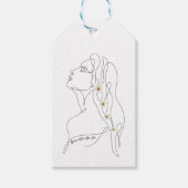 Line Art tekening van vrouw - Bloom waar je bent Cadeaulabel (Voorkant)