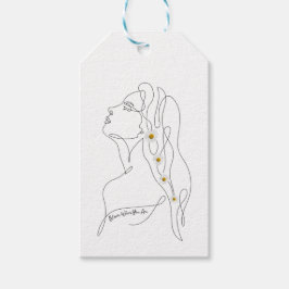 Line Art tekening van vrouw - Bloom waar je bent Cadeaulabel