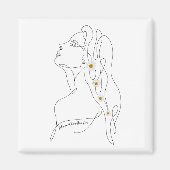 Line Art tekening van vrouw - Bloom waar je bent Magneet (Voorkant)