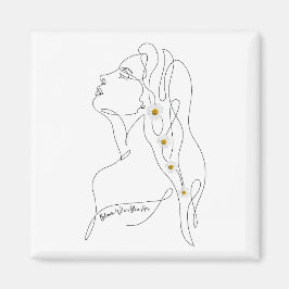 Line Art tekening van vrouw - Bloom waar je bent Magneet