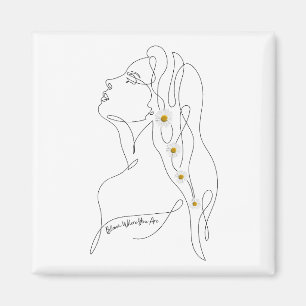 Line Art tekening van vrouw - Bloom waar je bent Magneet
