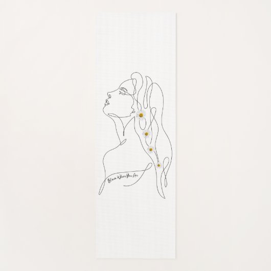 Line Art tekening van vrouw - Bloom waar je bent Yogamat (Voorkant)