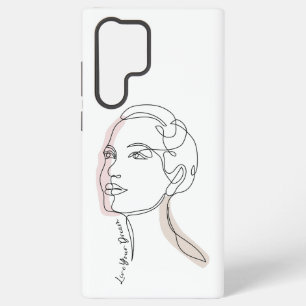Line Art tekening van vrouw - Leef je dromen Samsung Galaxy Hoesje