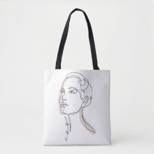 Line Art tekening van vrouw - Leef je dromen Tote Bag