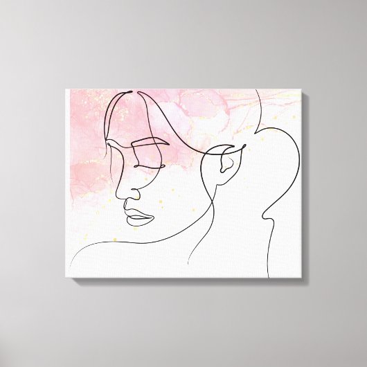 Line art tekening Vrouw overzicht kunst aan de muu Canvas Afdruk (Voorkant)