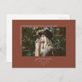 Line Art Terracotta Afstuderen Fotoaankondiging Briefkaart (Voorkant / Achterkant)