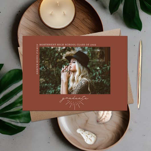 Line Art Terracotta Afstuderen Horizontale Foto Aankondiging