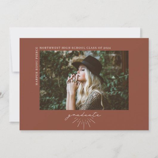 Line Art Terracotta Afstuderen Horizontale Foto Aankondiging (Voorkant)