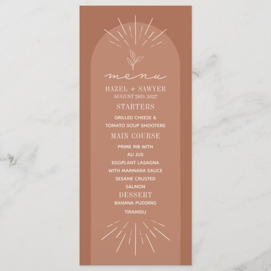 Line Art Terracotta Botanical Wedding Menu (Voorkant)