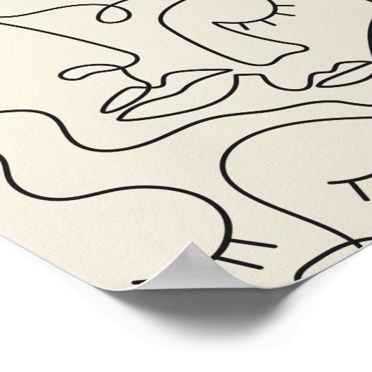 Line Art Vele gezichten Poster (Hoek)