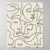 Line Art Vele gezichten Poster (Voorkant)