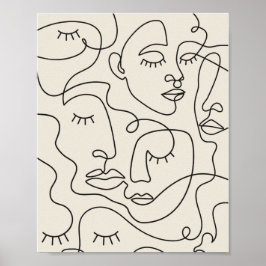 Line Art Vele gezichten Poster