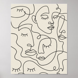 Line Art Vele gezichten Poster